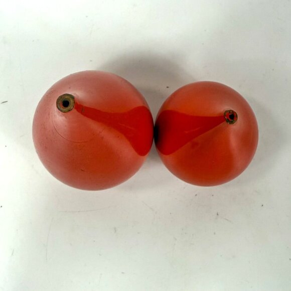 Otagiri Orange Lacquered Wood Salt Pepper Shakers Onion Shape Mid Century Japan - Picture 3 of 5